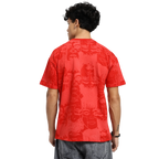 Static Jungle Round Neck Printed Red T-Shirt FLYAF