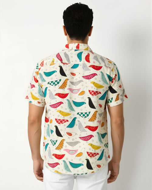 Bird Prints Cream Shirt