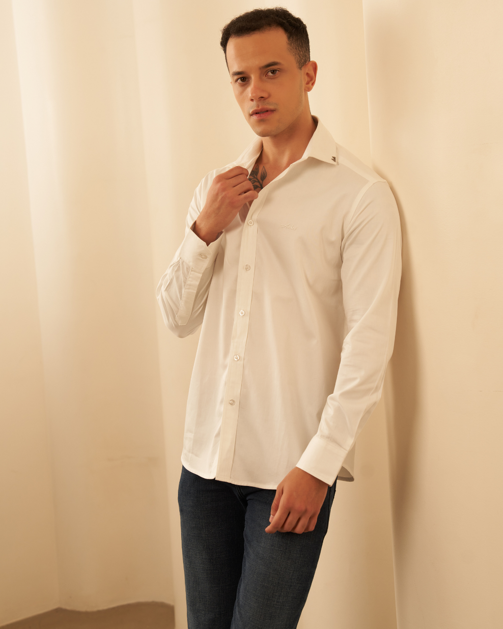 Slim Fit All White Shirt
