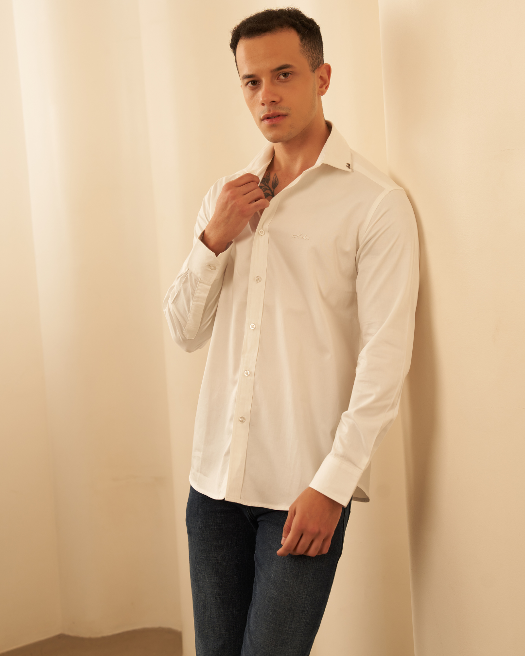 Slim Fit All White Shirt