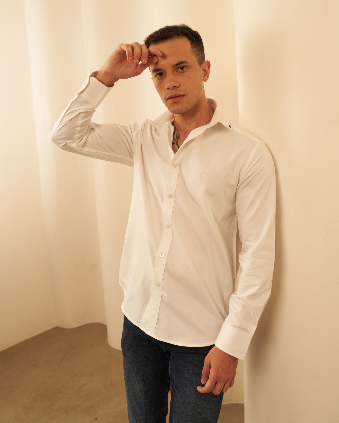Slim Fit All White Shirt