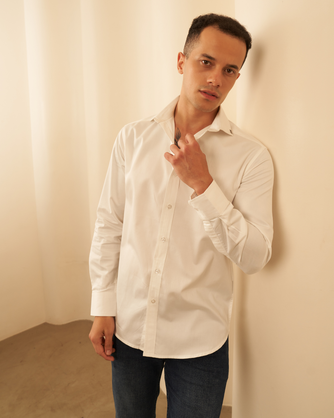 Slim Fit All White Shirt