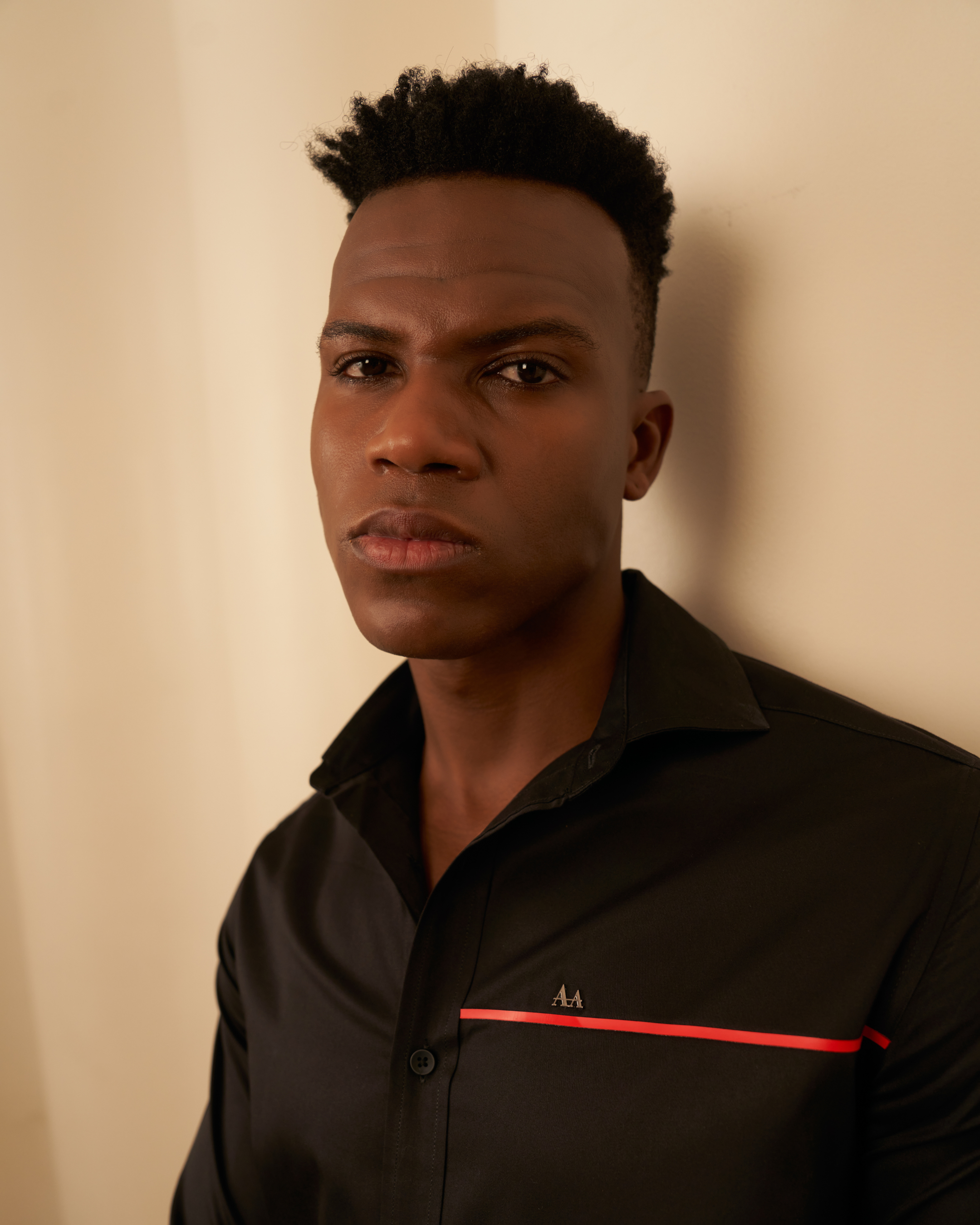 Red Line Accent Black Shirt