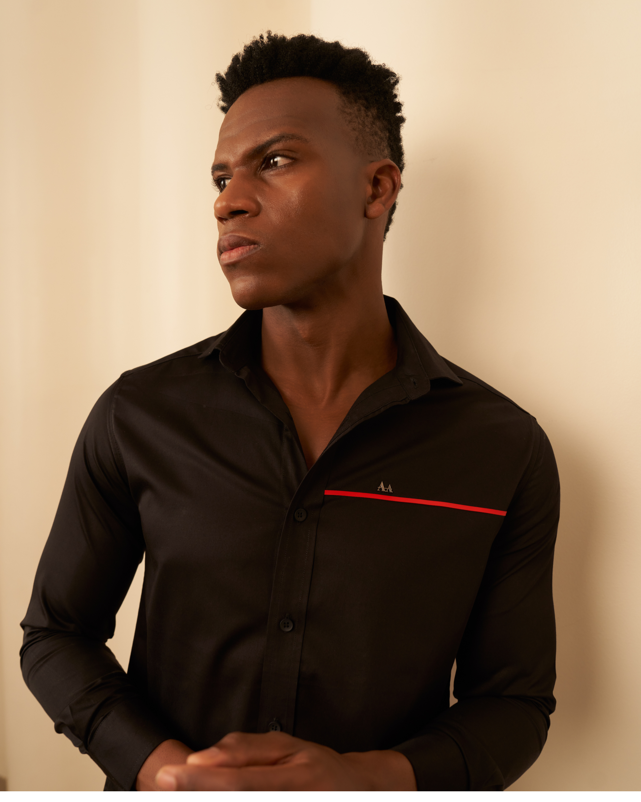 Red Line Accent Black Shirt