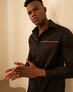Red Line Accent Black Shirt