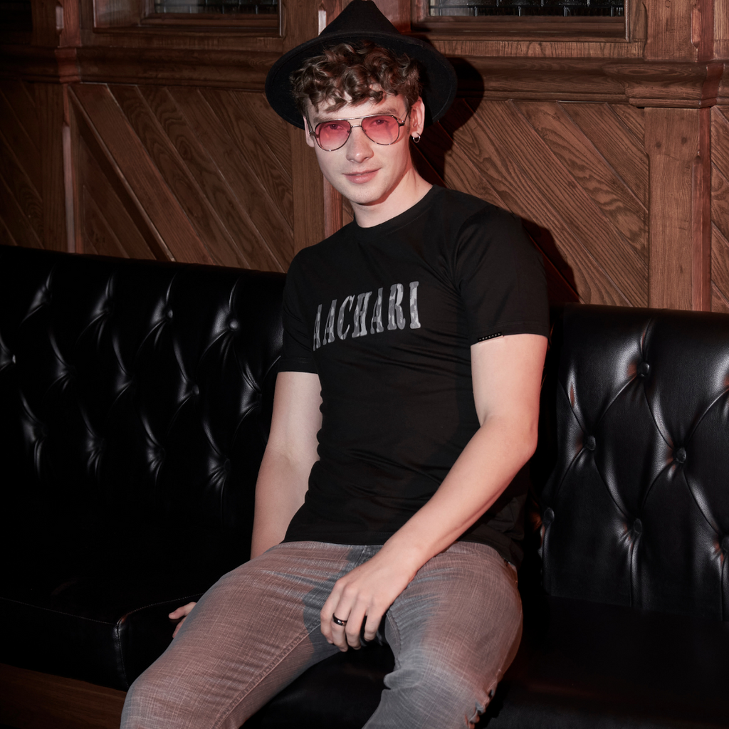 Aachari Men's Casual Black T-shirt Aachari