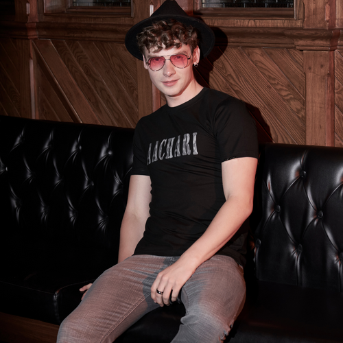 Aachari Men's Casual Black T-shirt Aachari