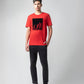 Rougen Cotton Lycra with Flock Print at Chest Red T-shirt