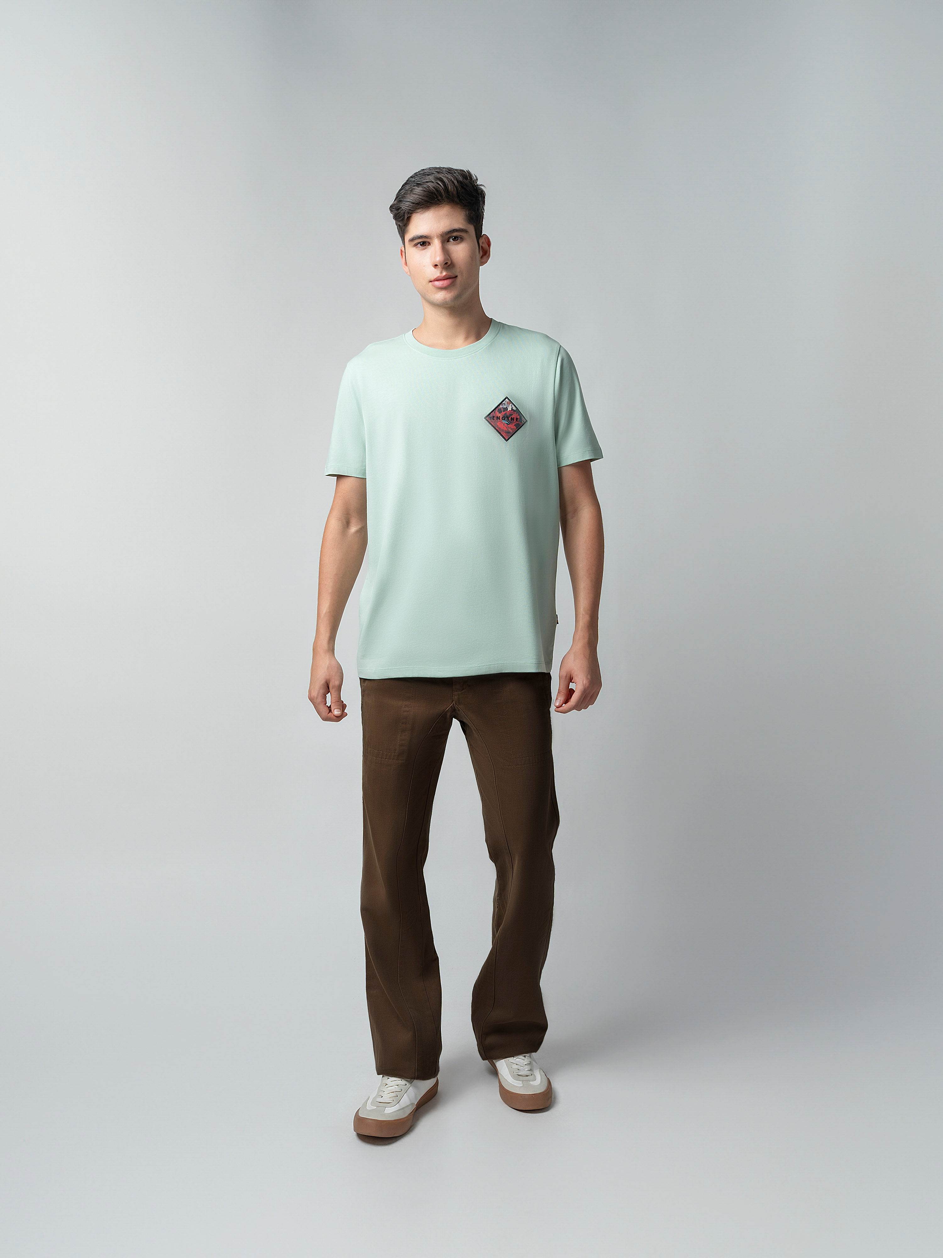 Light green cotton lycra t-shirt
