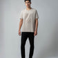 Rougen Cotton Lycra Embossed Mens Sand T Shirt