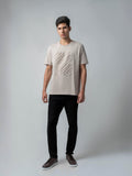 Rougen Cotton Lycra Embossed Mens Sand T Shirt
