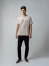 Rougen Cotton Lycra Embossed Mens Sand T Shirt