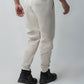 Loop Knit Back Cut-And-Sew Beige Joggers For Men