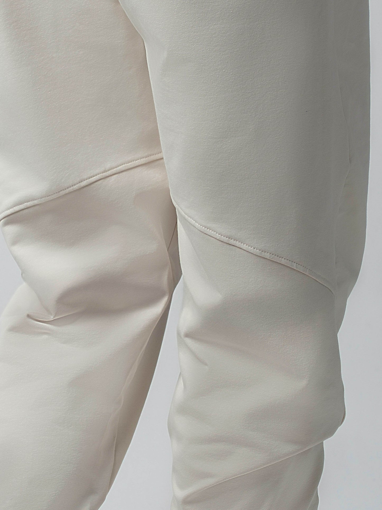 Loop Knit Back Cut-And-Sew Beige Joggers For Men