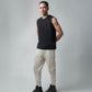 Loop Knit Back Cut-And-Sew Beige Joggers For Men
