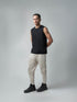 Loop Knit Back Cut-And-Sew Beige Joggers For Men