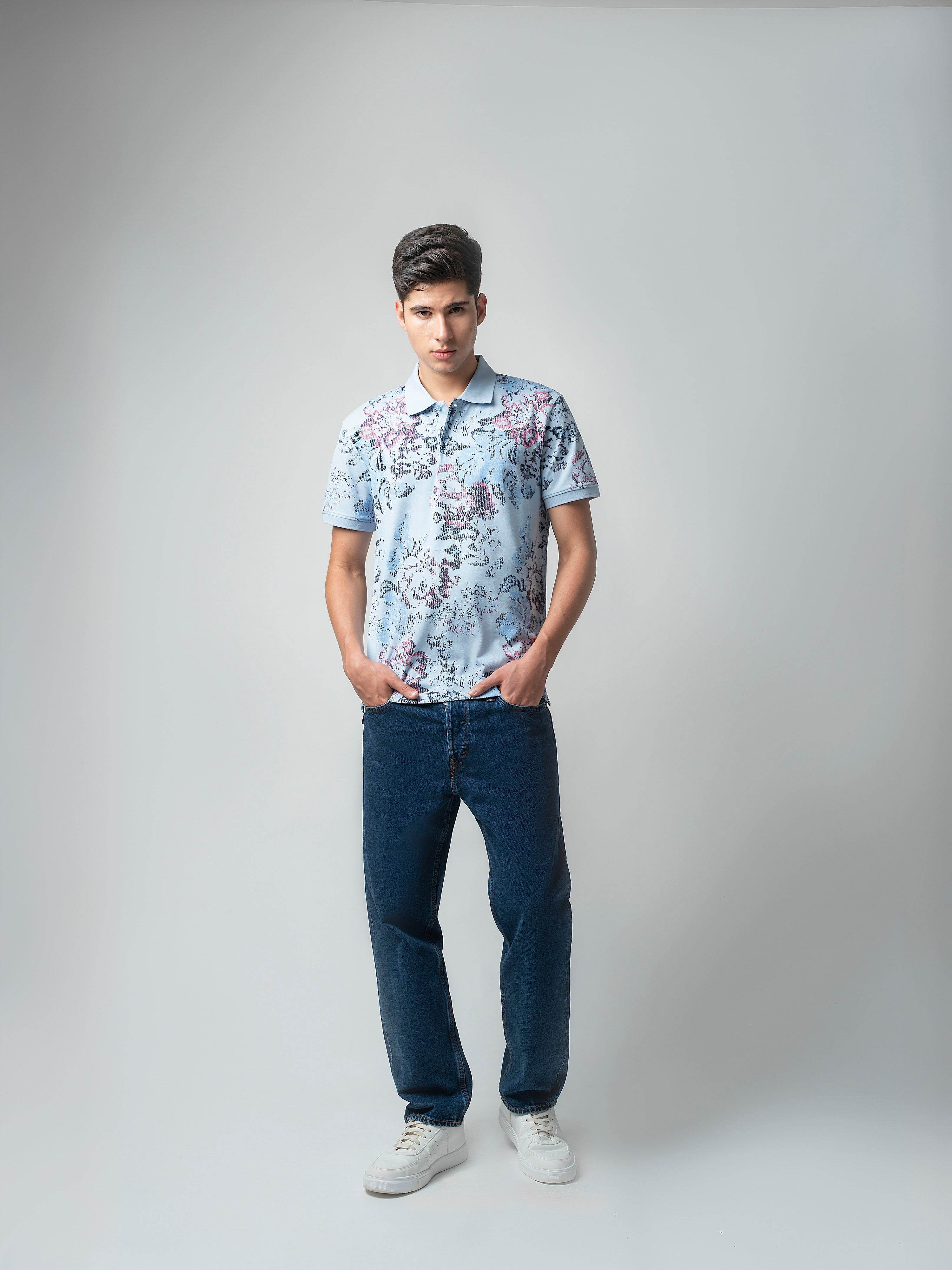 Sky blue polo tshirt for men