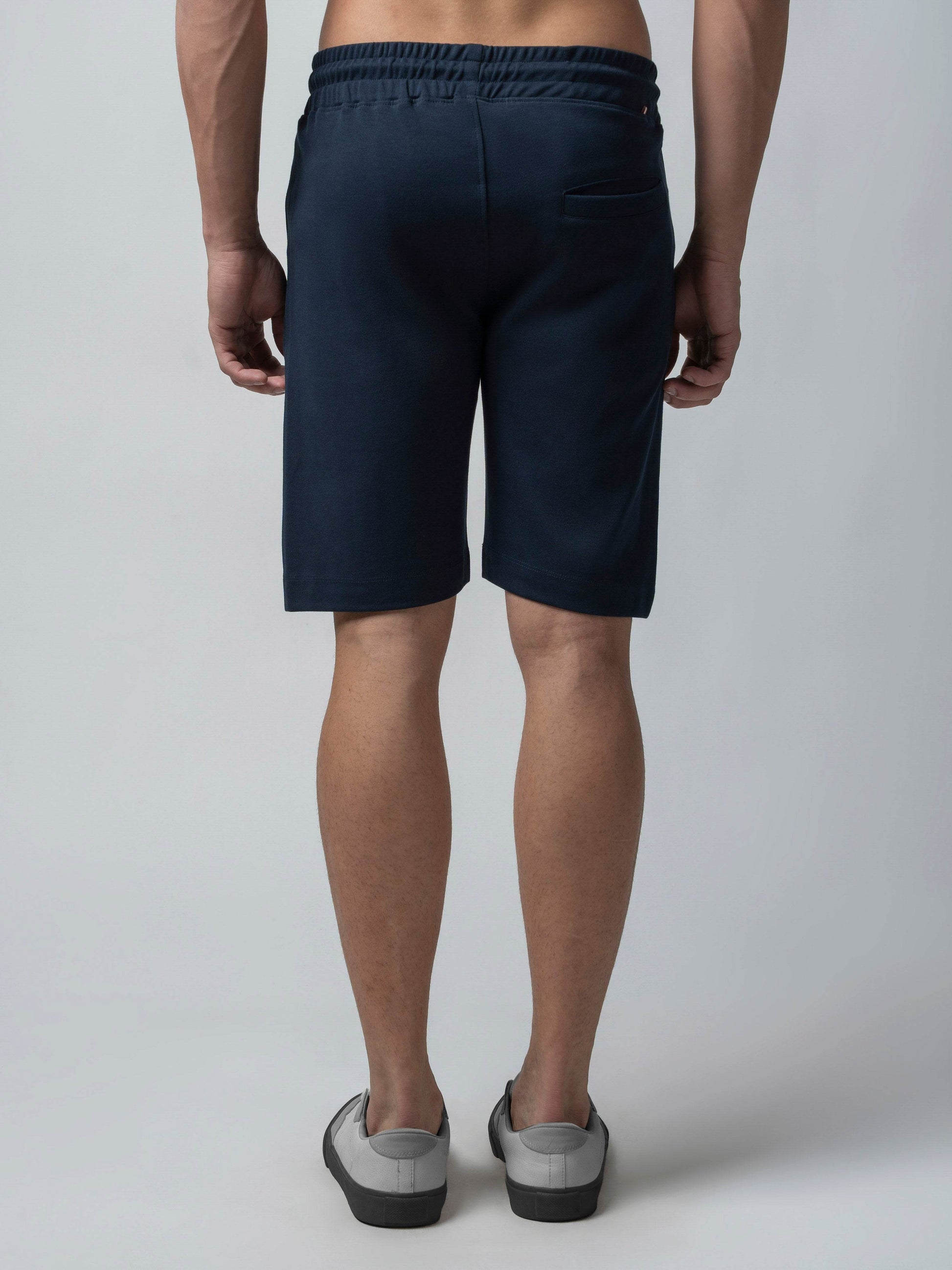 Engyne Essential Shorts with HD Print in Cotton Interlock Navy Men