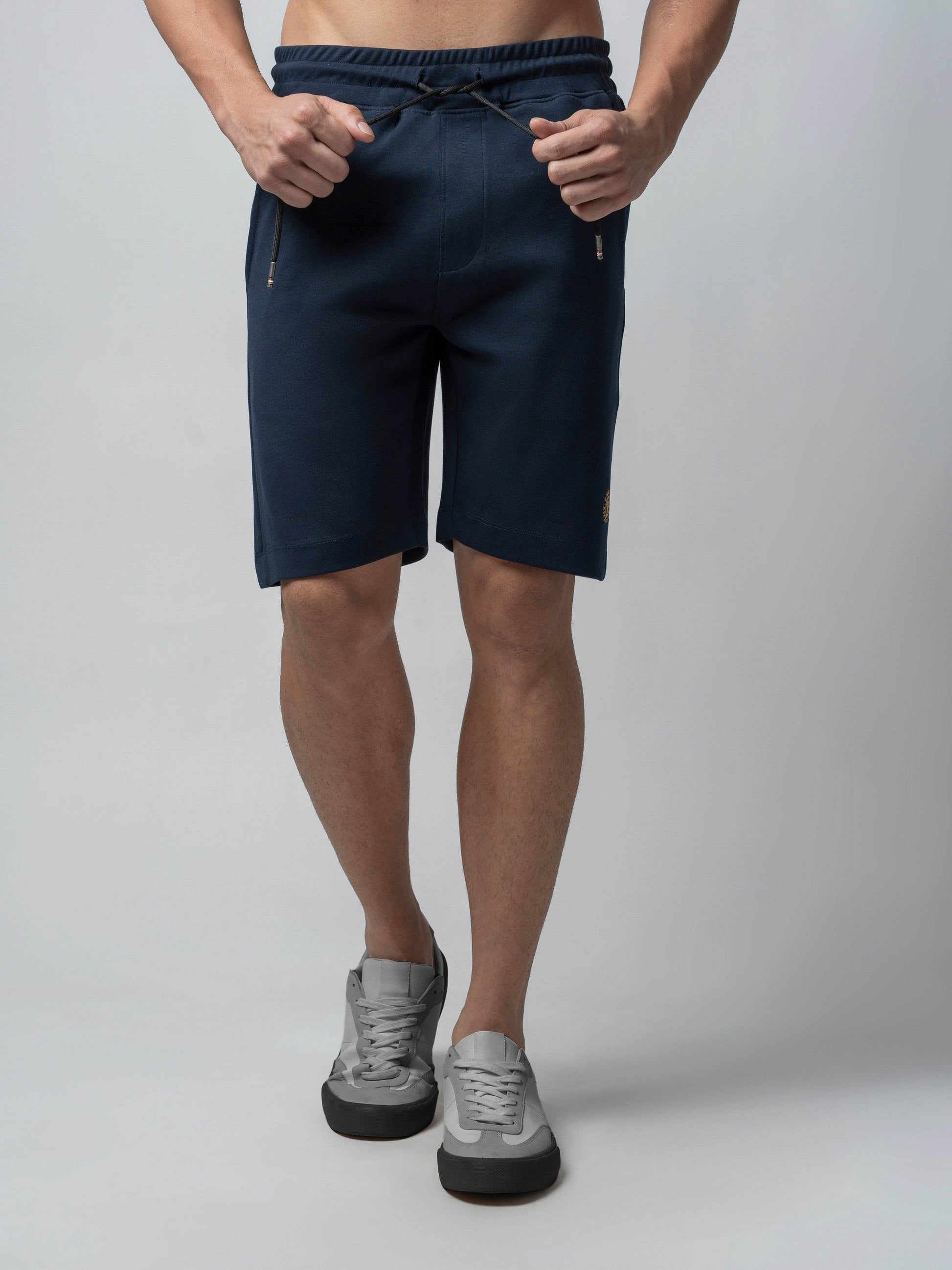 Engyne Essential Shorts with HD Print in Cotton Interlock Navy Men