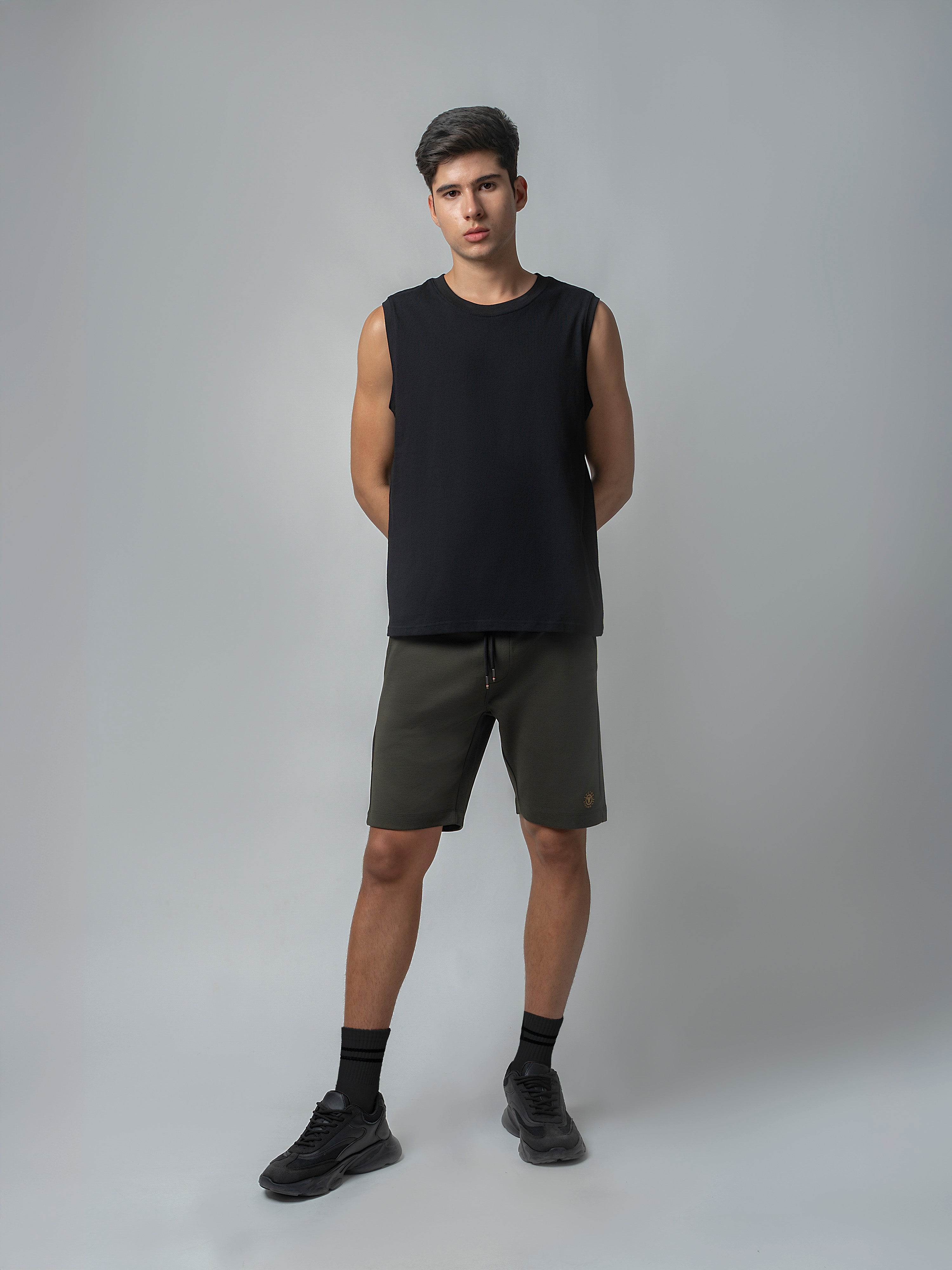 Engyne Shorts with HD Print Cotton Poly Interlock Olive Men Shorts