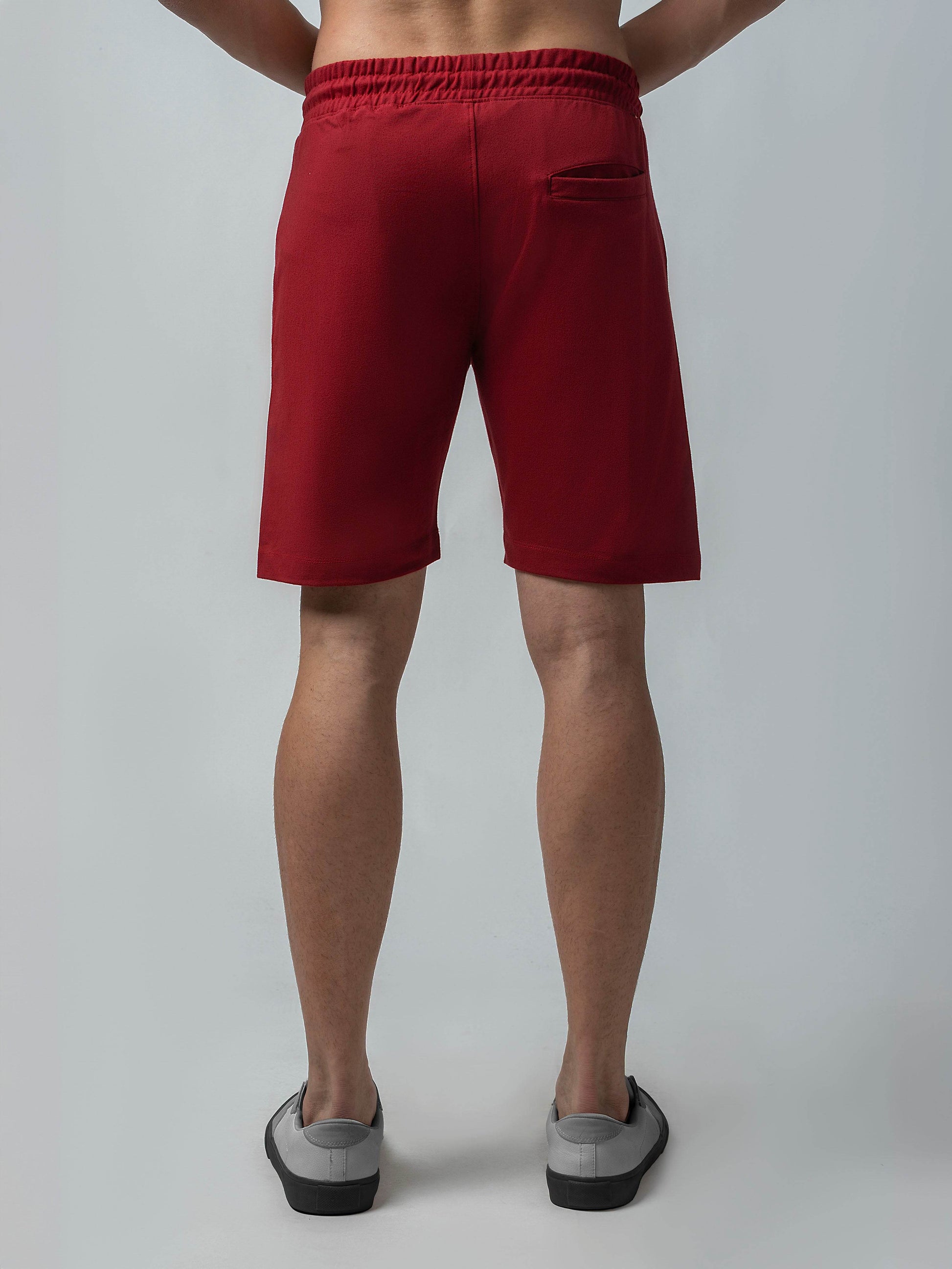 Engyne Essential Shorts with Emblem Logo Cotton Loop Knit Red Men