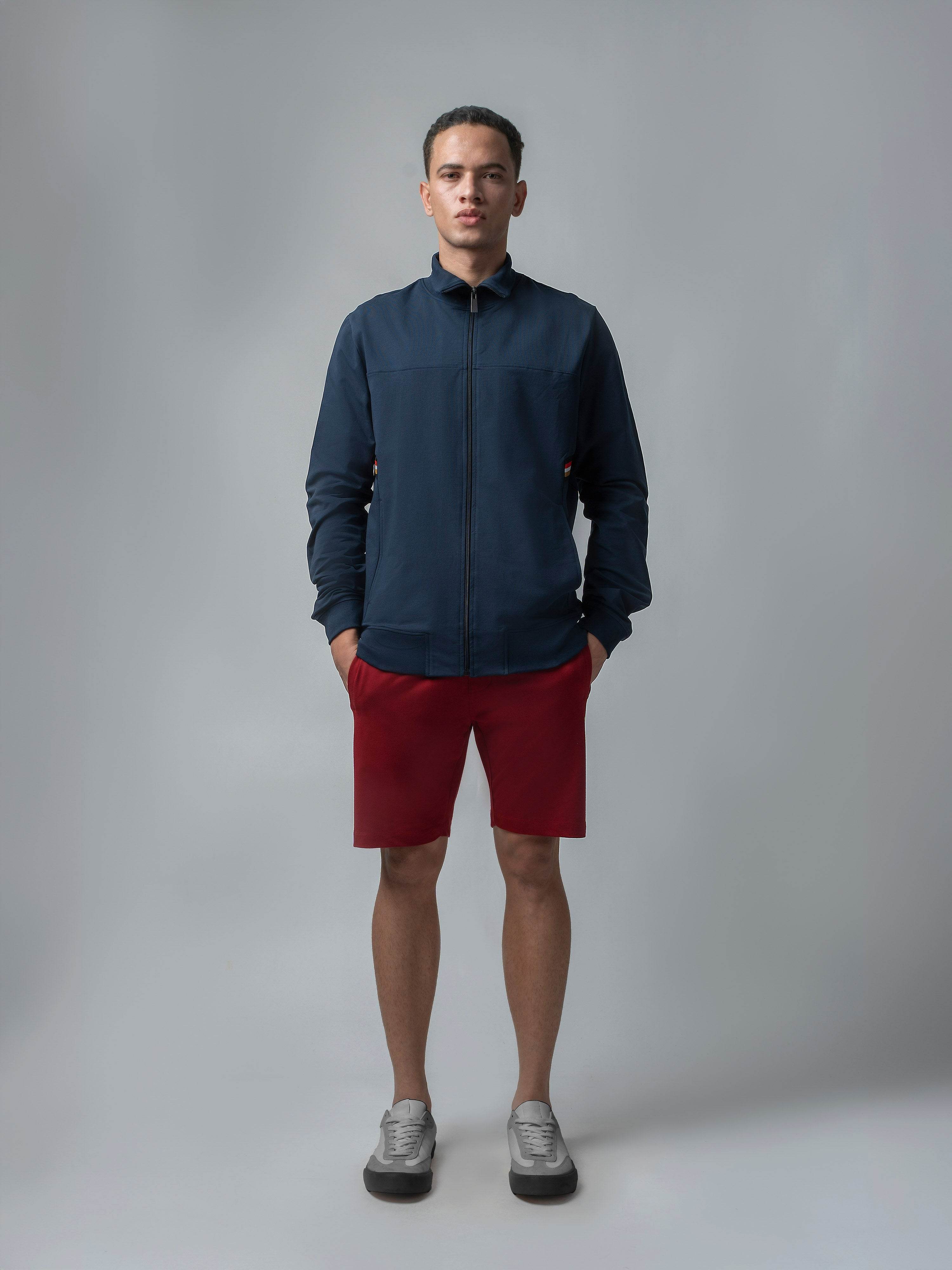 Engyne Essential Shorts with Emblem Logo Cotton Loop Knit Red Men