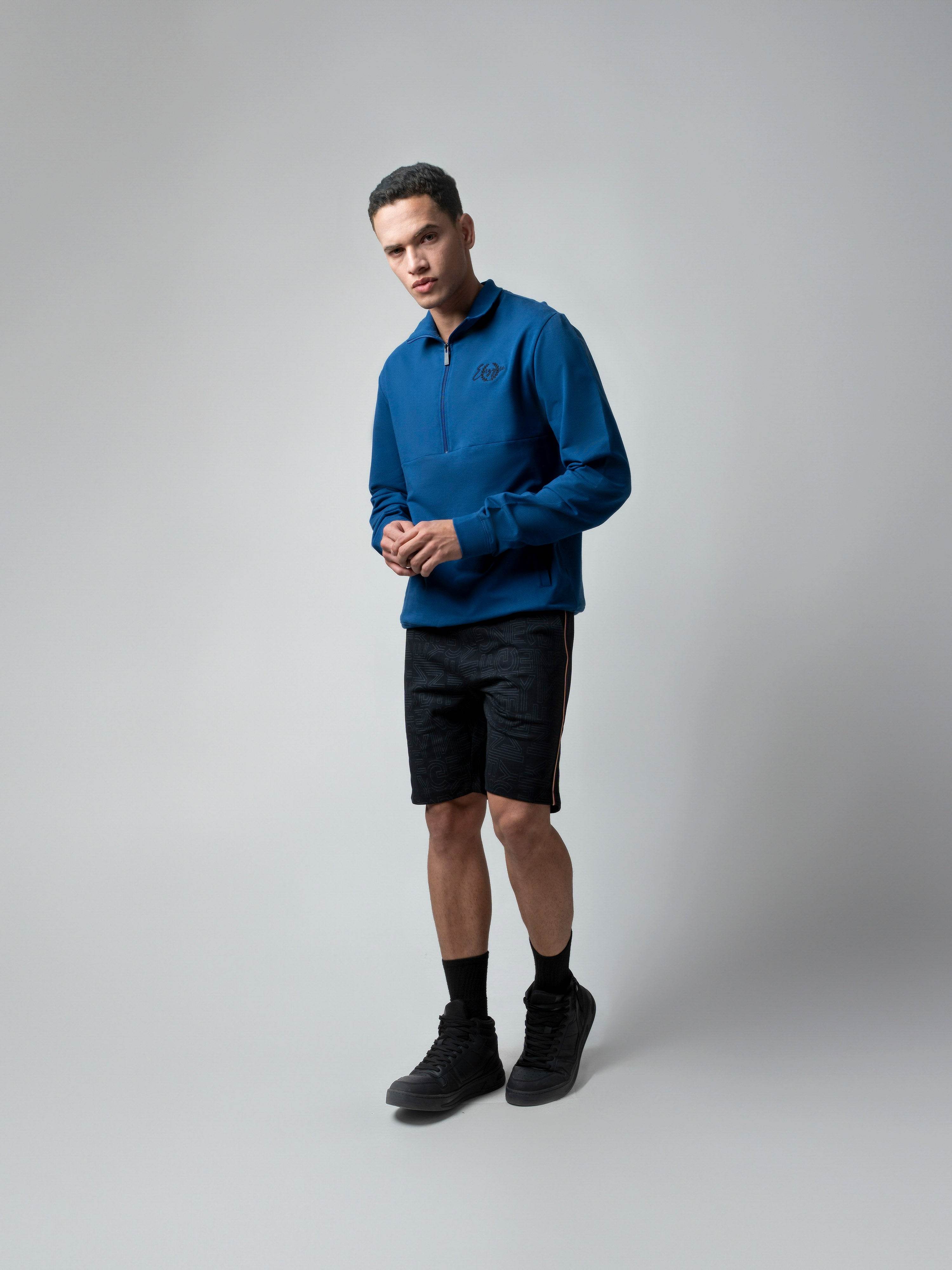 Black All-Over Discharge Mens Printed Shorts