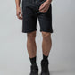Black All-Over Discharge Mens Printed Shorts