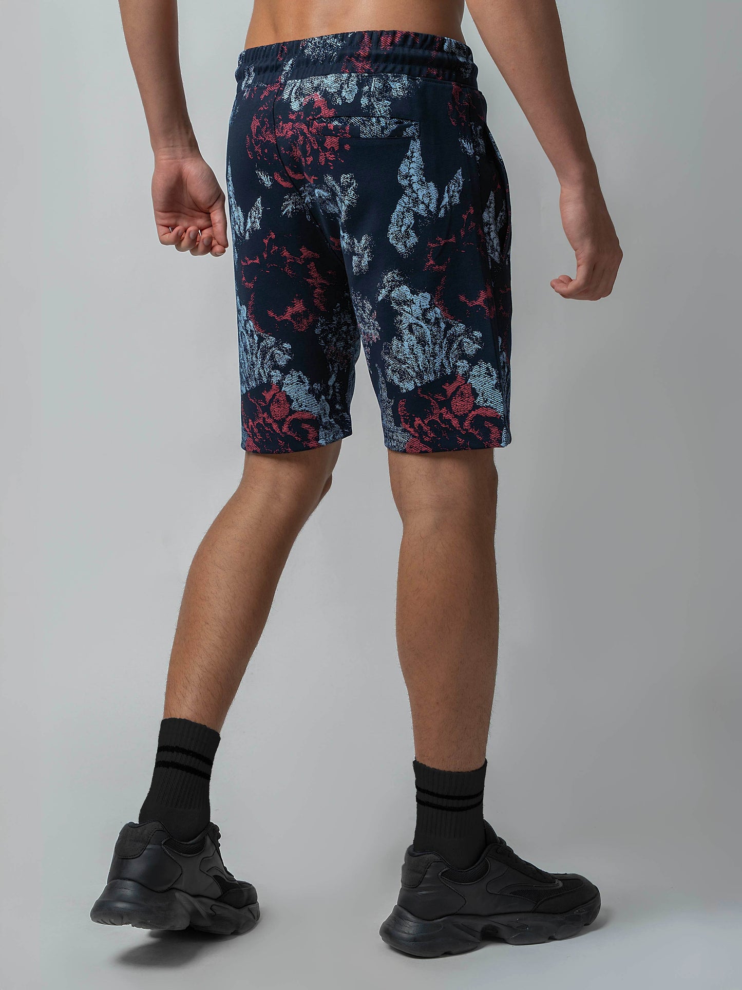 Interlock Navy All-Over Printed Shorts For Men