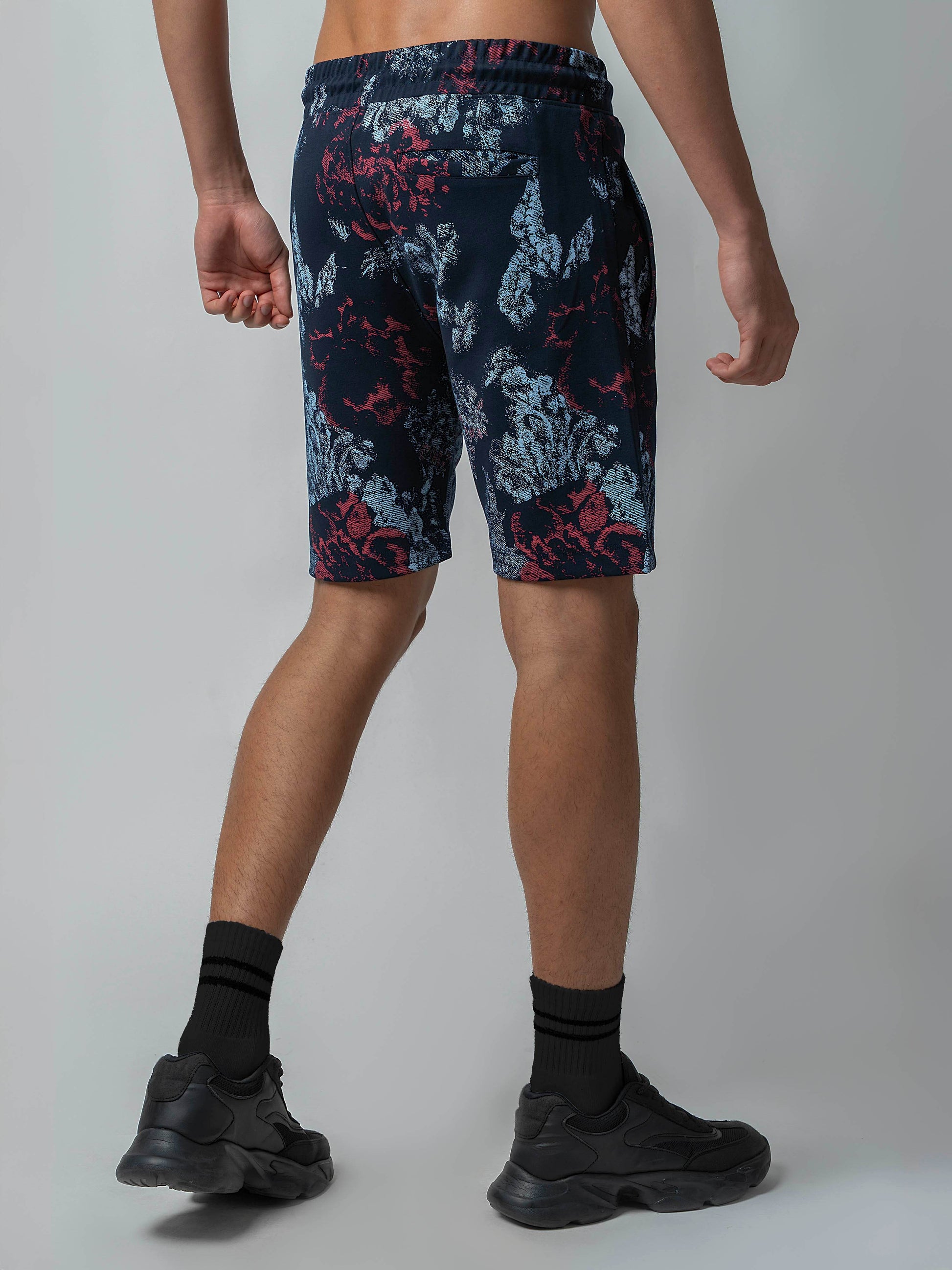 Interlock Navy All-Over Printed Shorts For Men