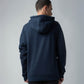 Navy Blue Hooded Sweatshirt with Contrast HD Print for Men