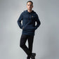 Navy Blue Hooded Sweatshirt with Contrast HD Print for Men