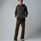 Olive Green Hoodie Sweatshirt with Contrast HD Print