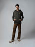 Olive Green Hoodie Sweatshirt with Contrast HD Print