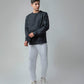Black Crewneck Sweatshirt with Prints and Side Flag Tape for men