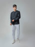 Black Crewneck Sweatshirt with Prints and Side Flag Tape for men
