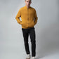Mustard Gold  Baseball Collar Mens Zip Up Sweatshirts 