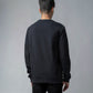 Crew Neck Black Sweatshirt with Floral Chest Embroidery for Men