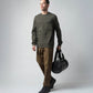 Olive Green Sweatshirt with Floral Chest Embroidery for Men 