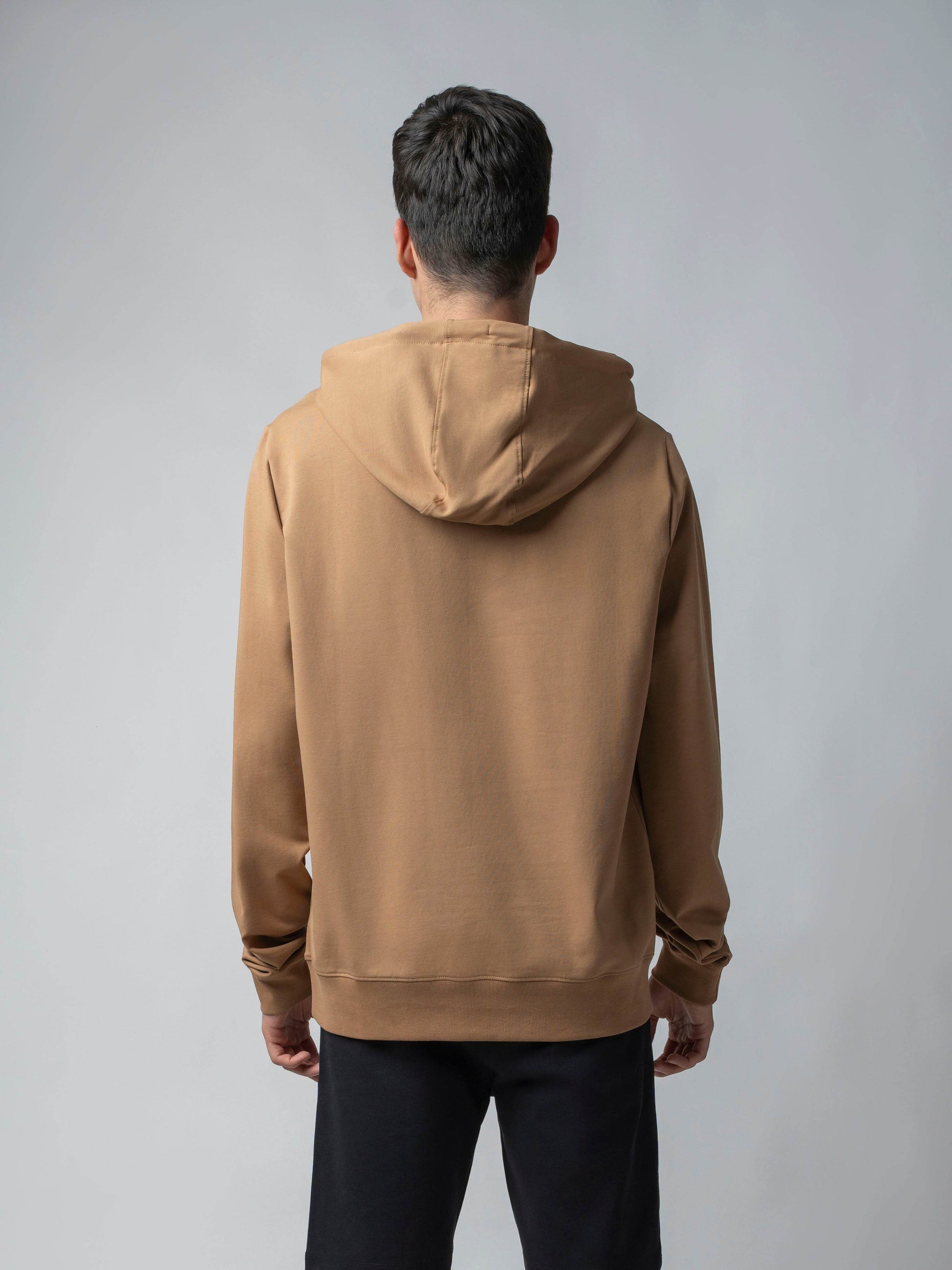 Cotton Khaki Hoodie Sweatshirt with DTM Chest Embroidery