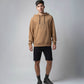 Cotton Khaki Hoodie Sweatshirt with DTM Chest Embroidery