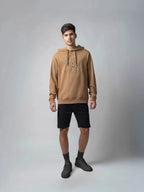 Cotton Khaki Hoodie Sweatshirt with DTM Chest Embroidery