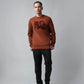 Crew Neck Brown Sweatshirt with Engyne' Embroidery for Men
