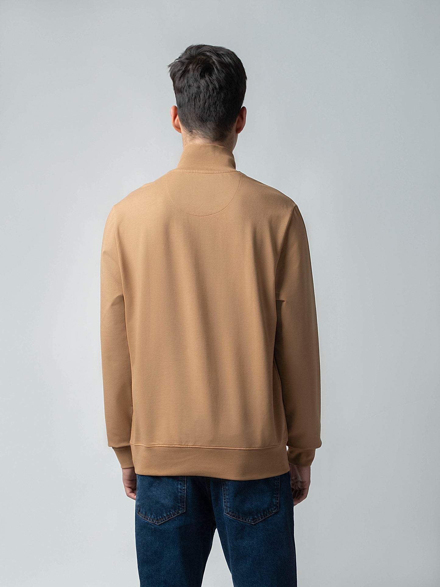 Khaki Half Zip Sweatshirt with Silicon HD Chest Print