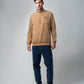 Khaki Half Zip Sweatshirt with Silicon HD Chest Print