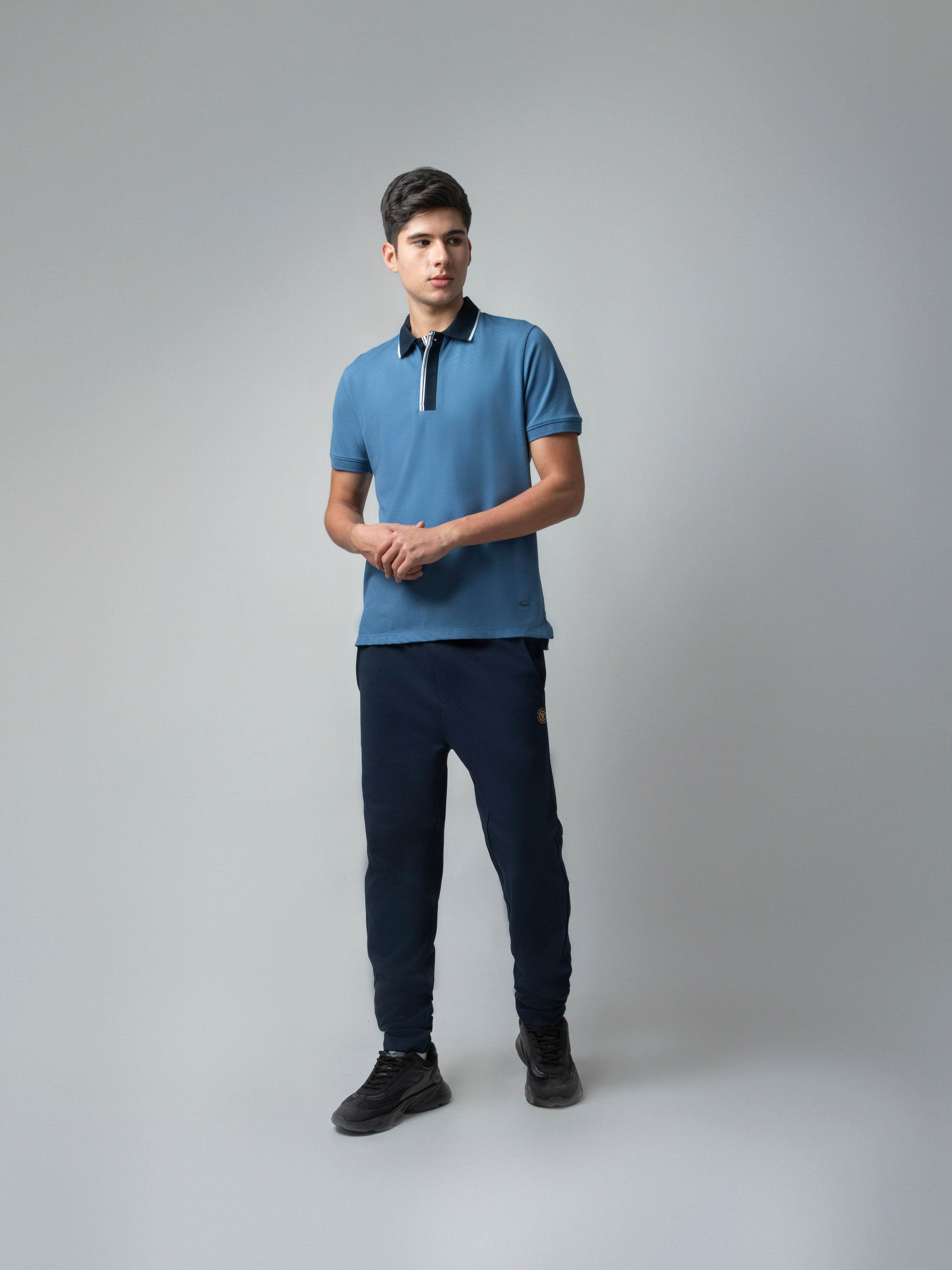 Rougen Cotton Navy Track Pant With Contrast Hd Print