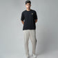 Cotton Beige Track Pant with Contrast Woven Side Tape