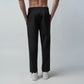 Rougen Cotton Black Tracksuit Pants With Woven Side Tape