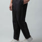 Rougen Cotton Black Tracksuit Pants With Woven Side Tape