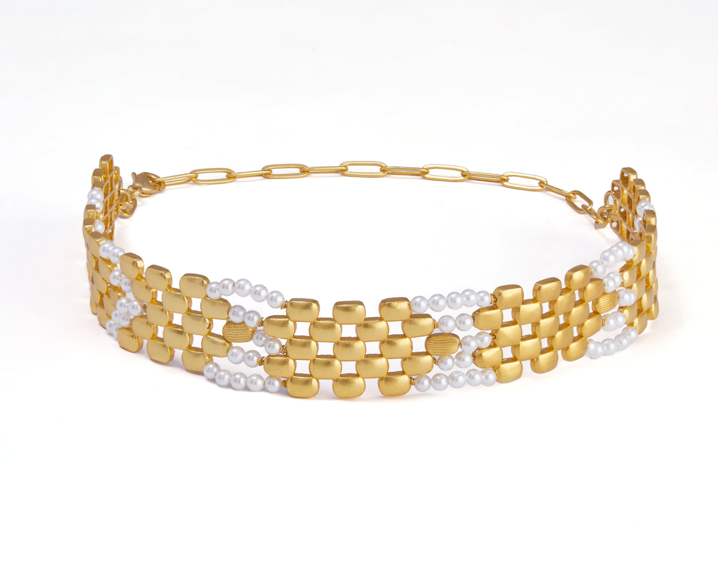Pearly Golden Cutout Choker